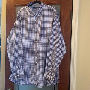 ClASSIC COLLECTION Men's Navy and White Plaid Shirt, regular fit, 4XL